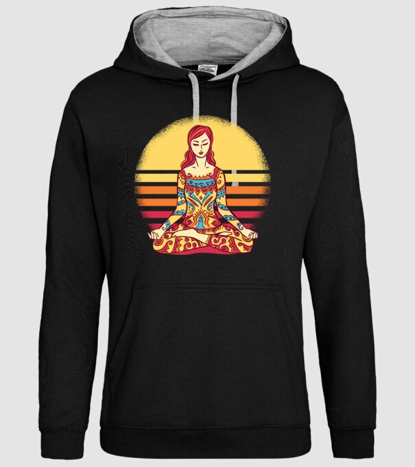 Mandala Yoga Meditație model negru pe tricou