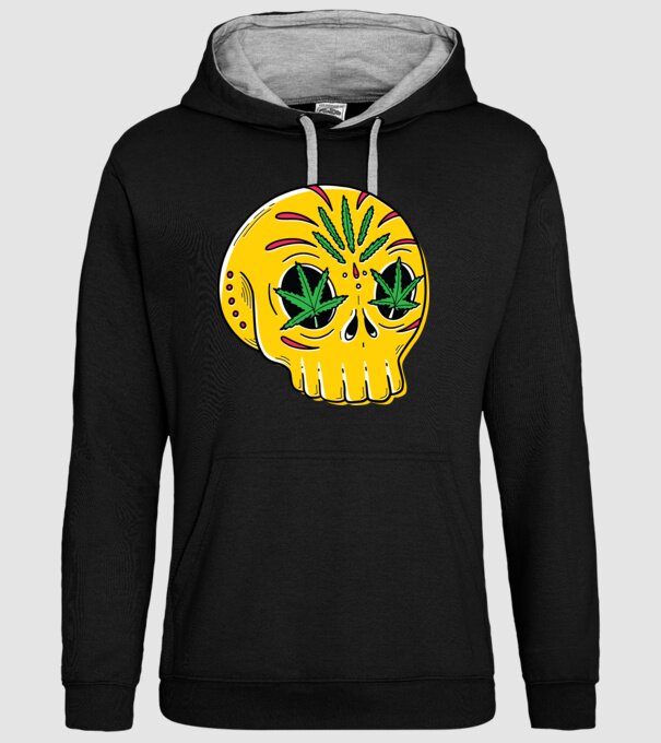 Marijuana Craniu model negru pe tricou