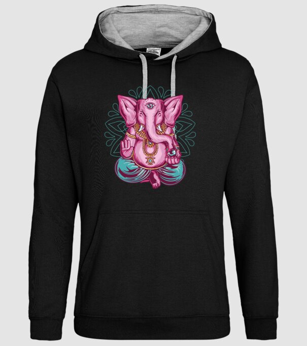 Elefant făcând meditație Dharma model negru pe tricou