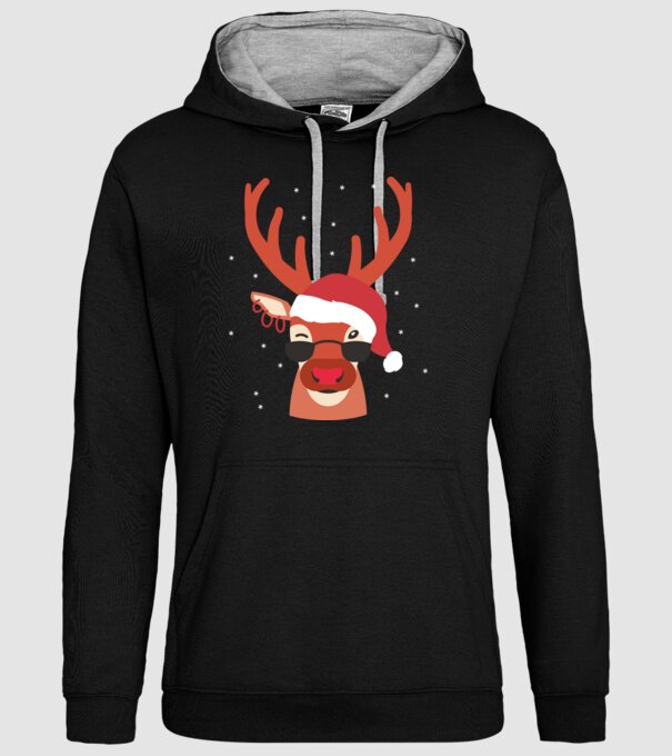 Ren cool de Crăciun model negru pe tricou