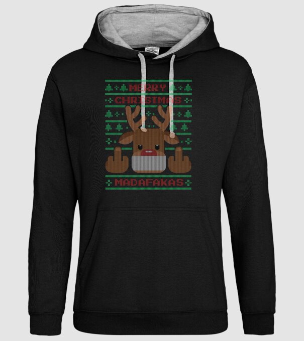 Merry Christmas Madafakas model negru pe tricou