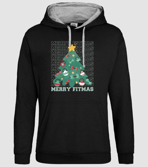 Merry Fitmas Fitmas Pom de Crăciun Fitness model negru pe tricou