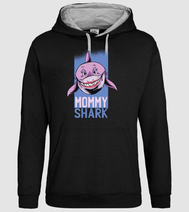 Mommy Shark tricou pentru mama model negru pe tricou