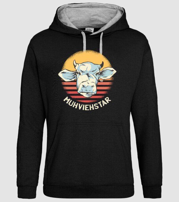 Vacă Muhviehstar model negru pe tricou