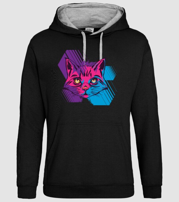 Pisică Neon model negru pe tricou