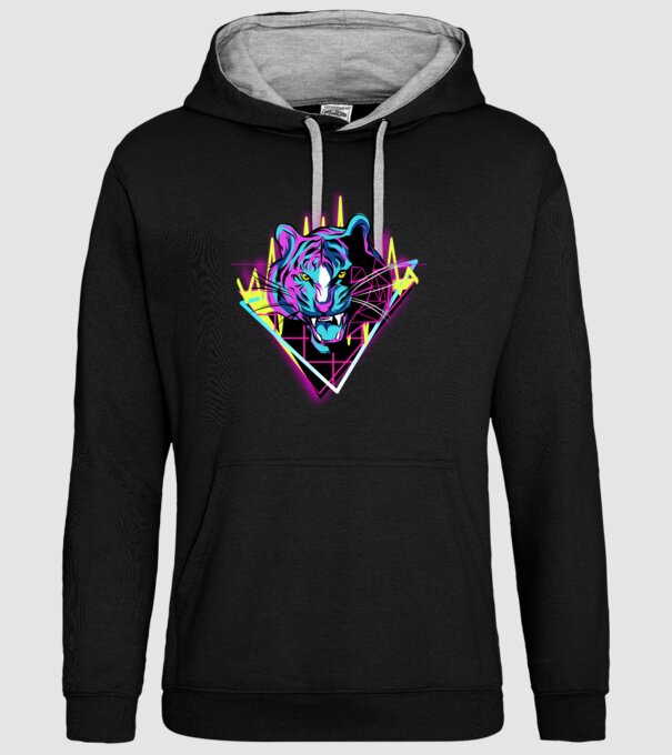 Tigru Neon anii 80 retro model negru pe tricou