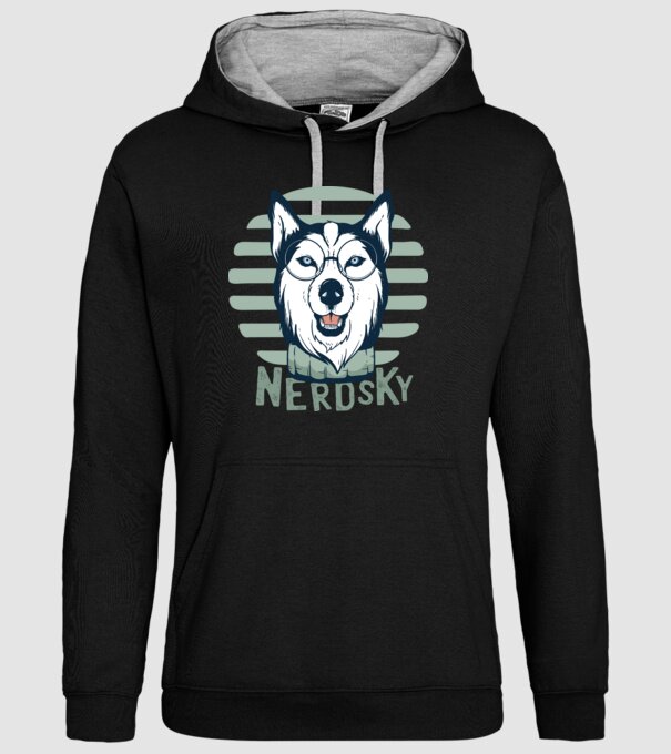 Nerdsky Husky model negru pe tricou