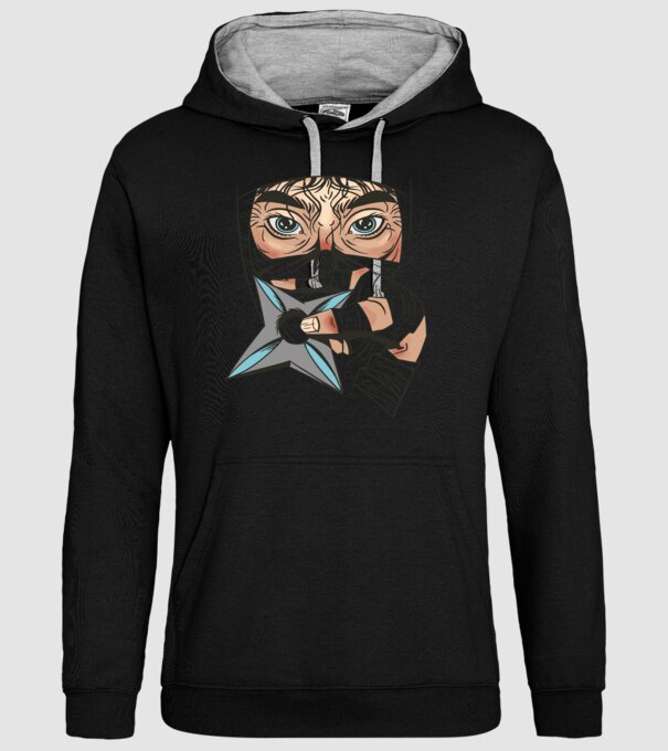 Cap de ninja model negru pe tricou