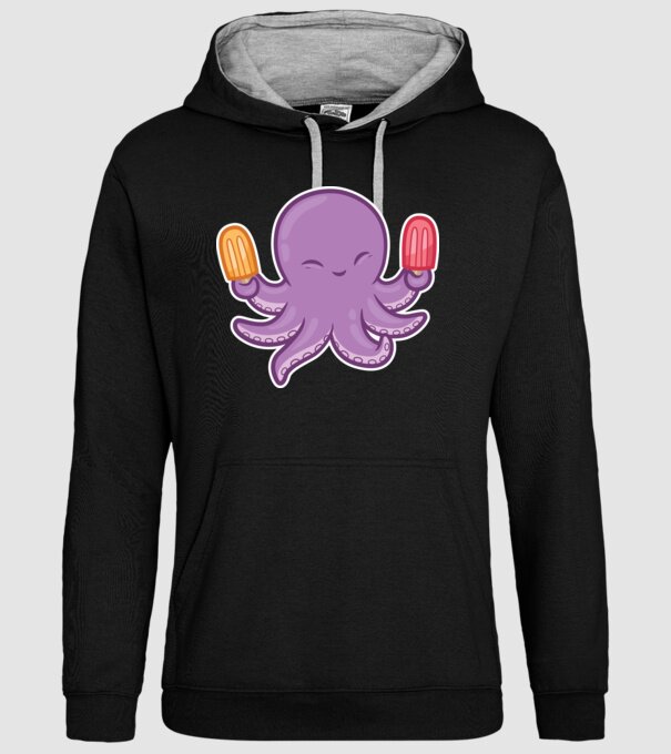 Înghețată Caracatiță Octopus model negru pe tricou
