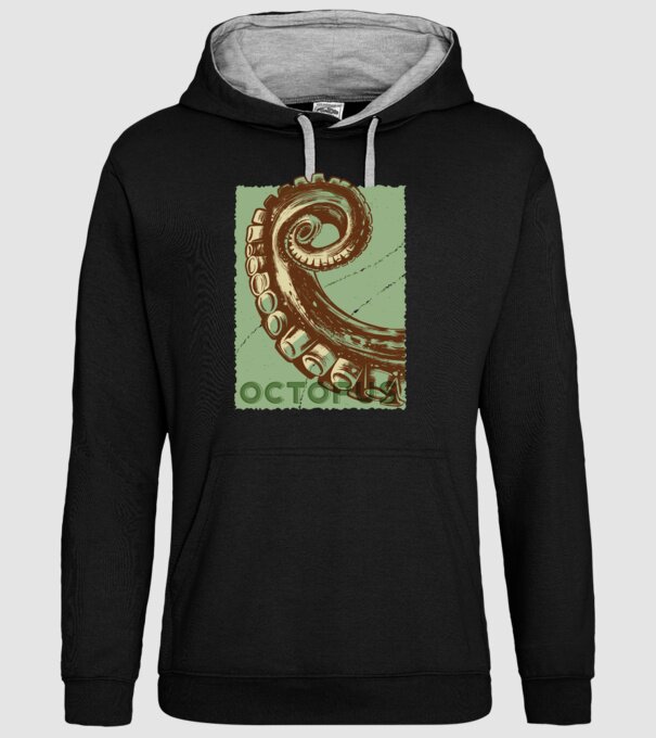 Caracatiță Octopus model negru pe tricou