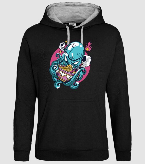 Octopus Ramen model negru pe tricou