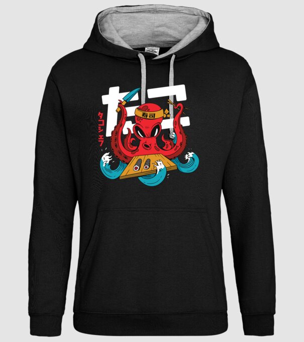 Octopus Sushi model negru pe tricou