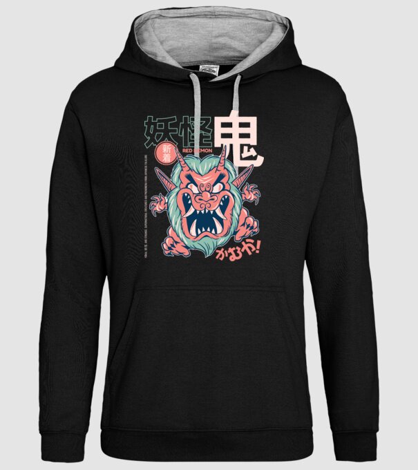 Oni Yokai Anime model negru pe tricou