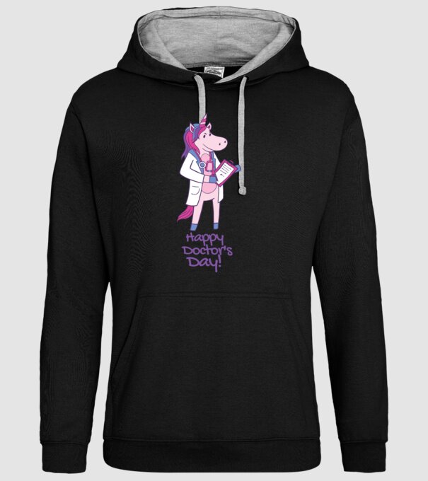 Medic Unicorn model negru pe tricou