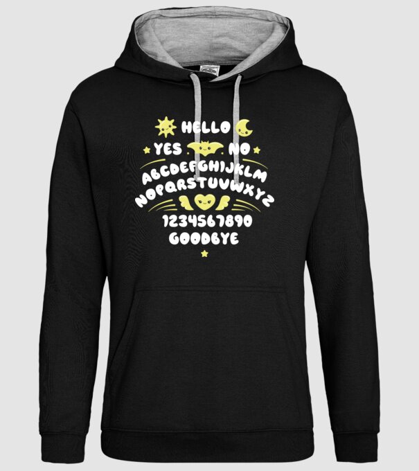 Motiv Ouija model negru pe tricou