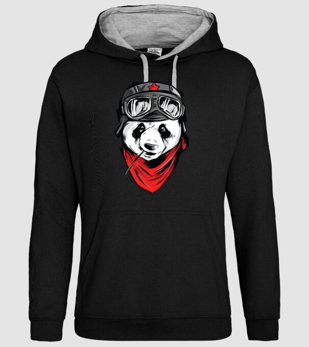 Panda Gerilla model negru pe tricou