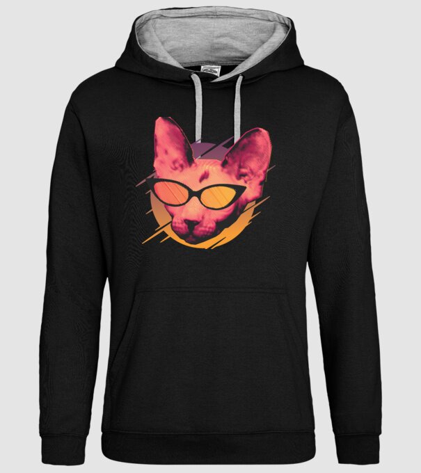 Pisică Petrecere model negru pe tricou
