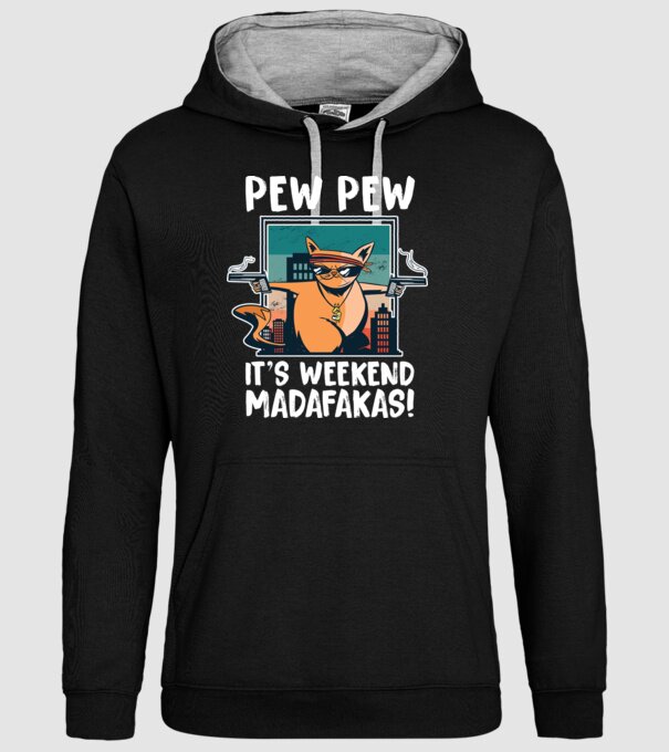 Pew Pew Pew e weekend Madafakas model negru pe tricou