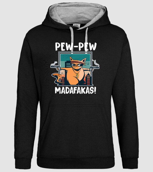 Pew Pew Pew Madafakas Pisică model negru pe tricou