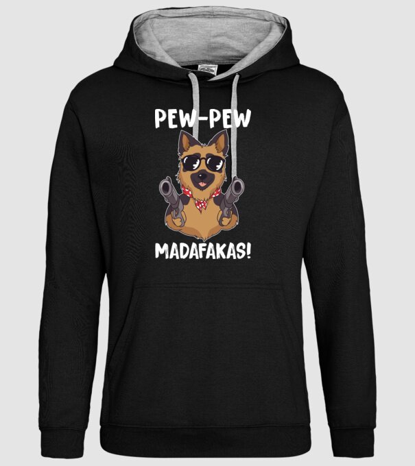 Pew Pew Pew Madafakas Ciobănesc german model negru pe tricou