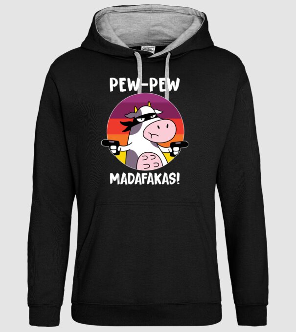 Pew Pew Pew Madafakas Vacă model negru pe tricou