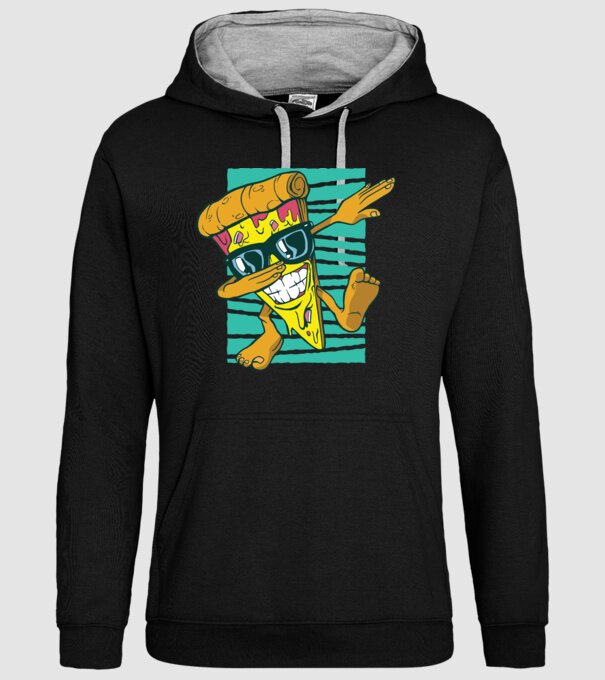 Felie de pizza DAB model negru pe tricou