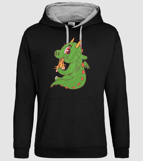 Pizza Dino model negru pe tricou