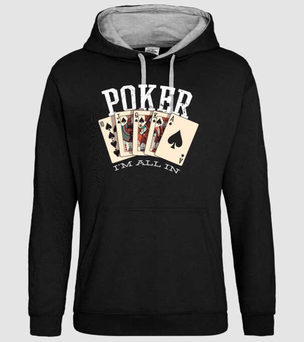 Poker All in model negru pe tricou