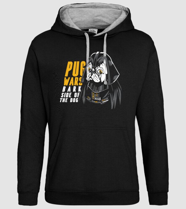 Pug Wars Mops model negru pe tricou