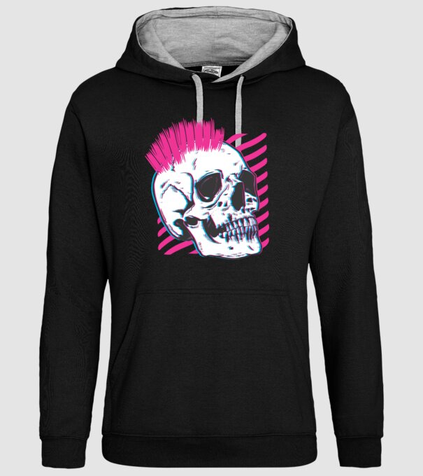 Craniu Punk model negru pe tricou