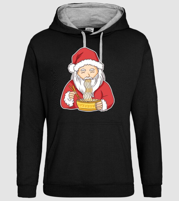 Moș Crăciun Ramen model negru pe tricou