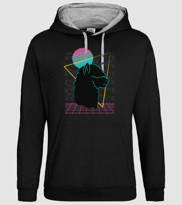Retro Alpaka model negru pe tricou