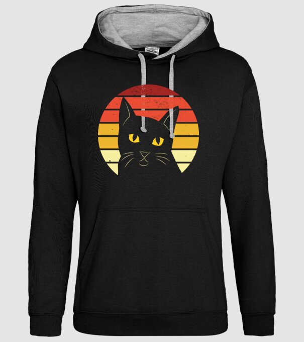 Cap pisică retro model negru pe tricou
