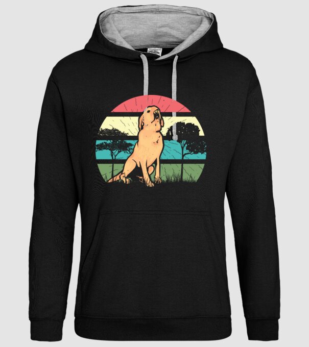 Golden Retriever retro model negru pe tricou
