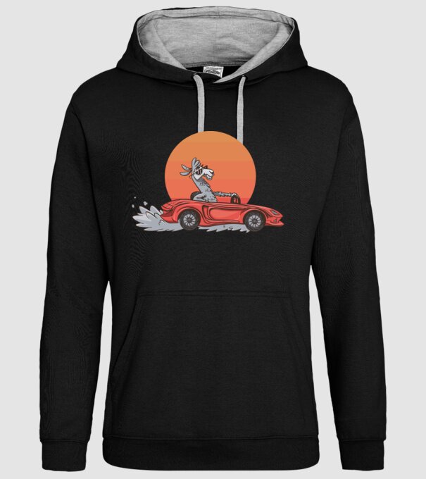 Mașină Retro Llama model negru pe tricou