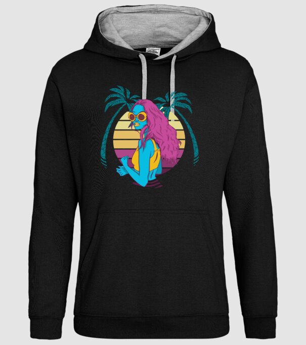 Fată Retro model negru pe tricou