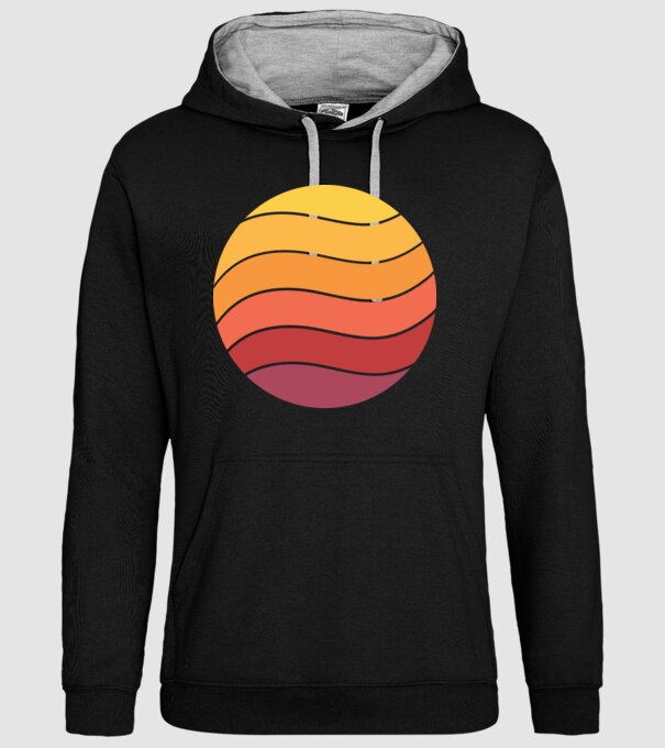Fond Retro Apus de soare model negru pe tricou