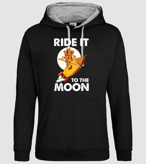 Ride it to the moon Bitcoin model negru pe tricou