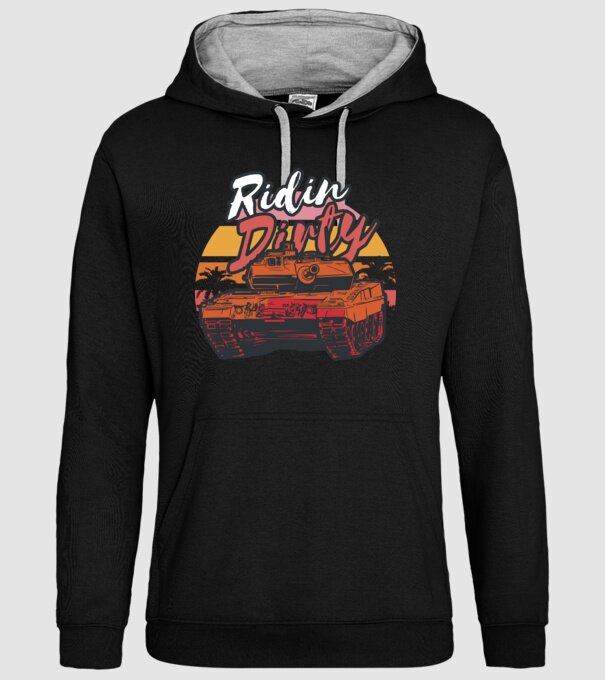 Ridin Dirty tricou cu tanc model negru pe tricou