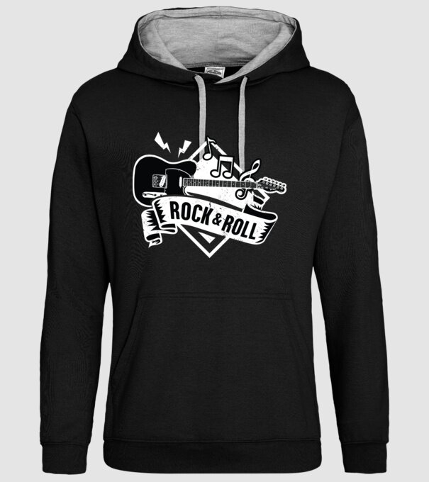 Rock & Roll chitară model negru pe tricou