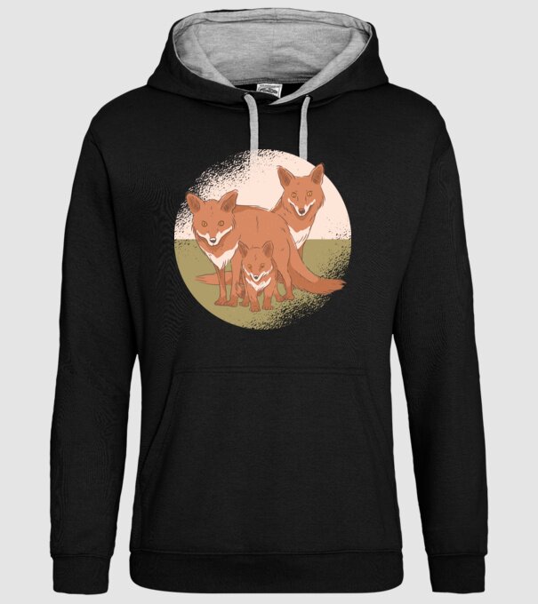 Familie Vulpe model negru pe tricou