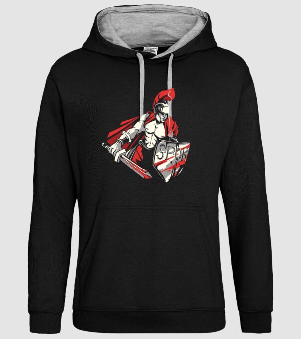 SPQR războinic Roman model negru pe tricou