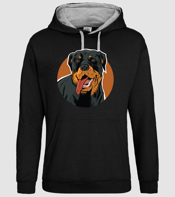 Tricou cu Câine Rottweiler model negru pe tricou