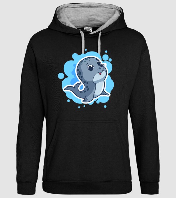 Sea Lion - Focă drăguță model negru pe tricou