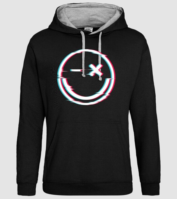 Smile glitch neon tiktok style model negru pe tricou