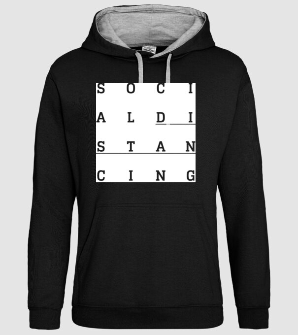 Social distancing model negru pe tricou