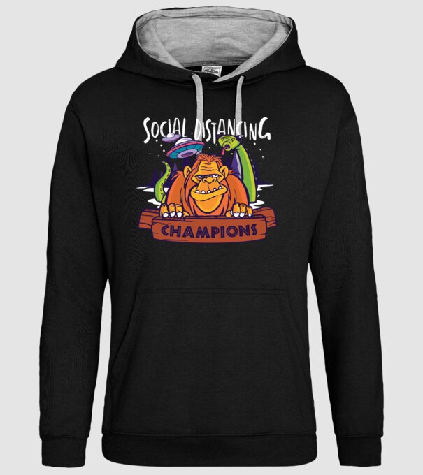 Campioni Social Distancing model negru pe tricou