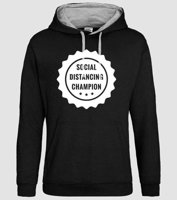Social distancing champion model negru pe tricou