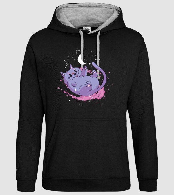 Space Cat - pisică drăguță în spațiu model negru pe tricou