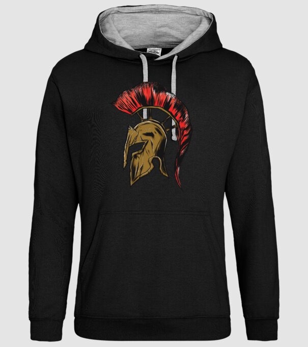 Cască războinic Sparta model negru pe tricou